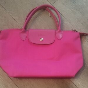 Pink Tote Bag l Long Champ Mid Size With Strap